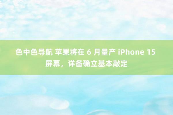 色中色导航 苹果将在 6 月量产 iPhone 15 屏幕，详备确立基本敲定